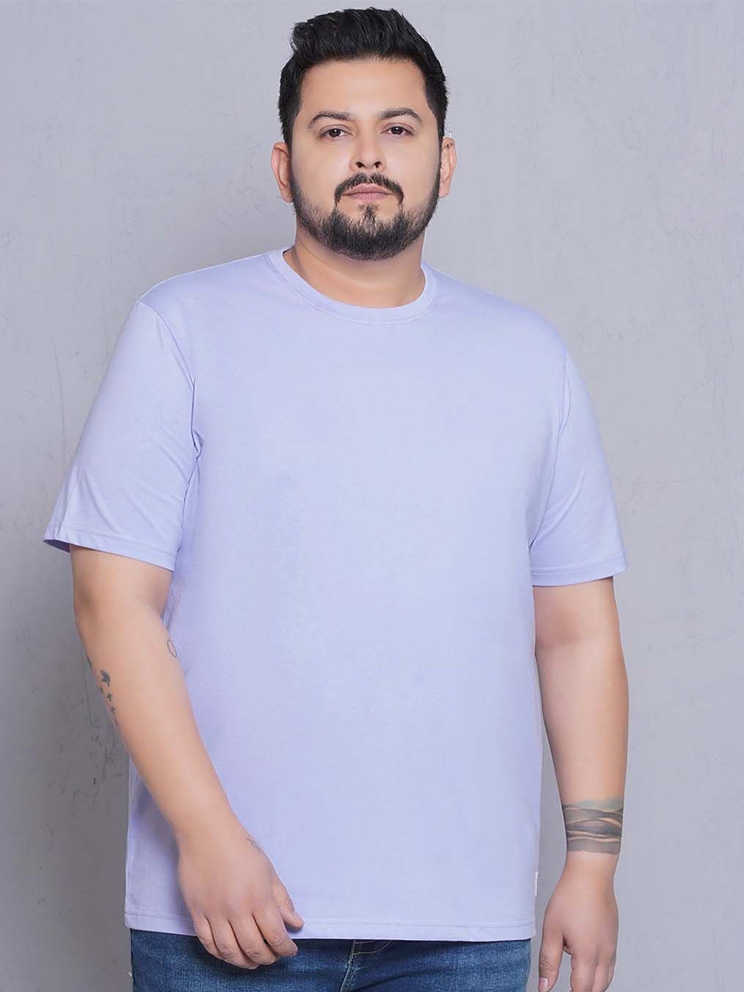 

John Pride Plus Size Drop-Shoulder Sleeves Cotton Casual T-shirt, Lavender