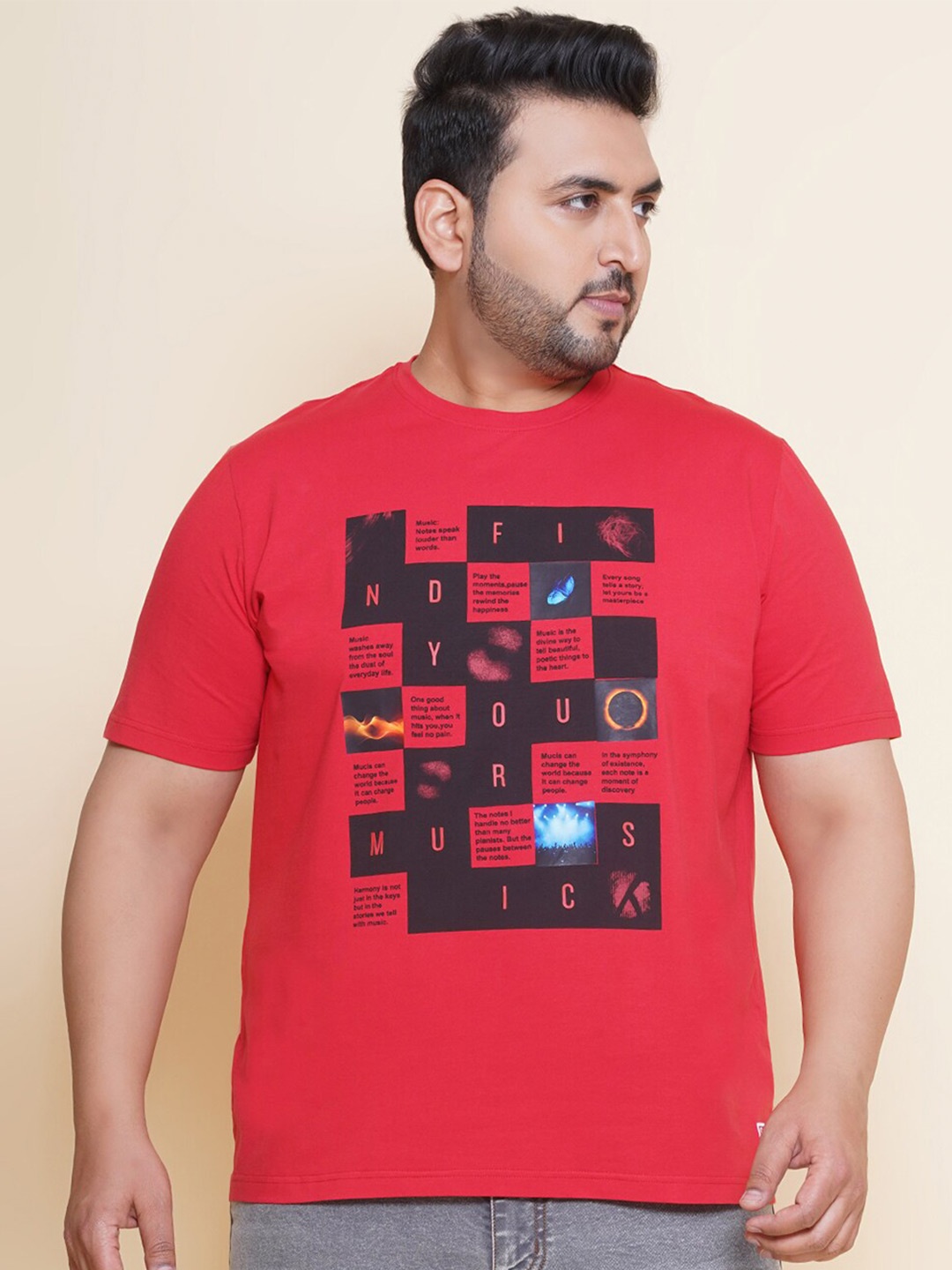 

John Pride Men Printed T-shirt, Red