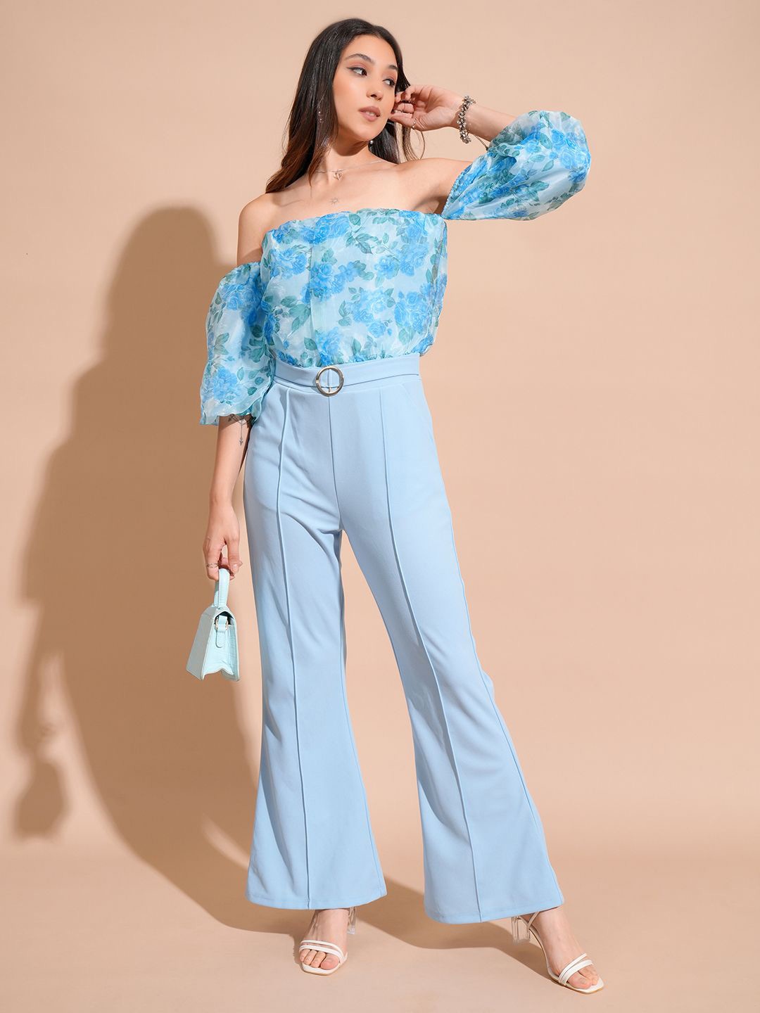 

Tokyo Talkies Printed Basic Embellished Jumpsuit, Blue