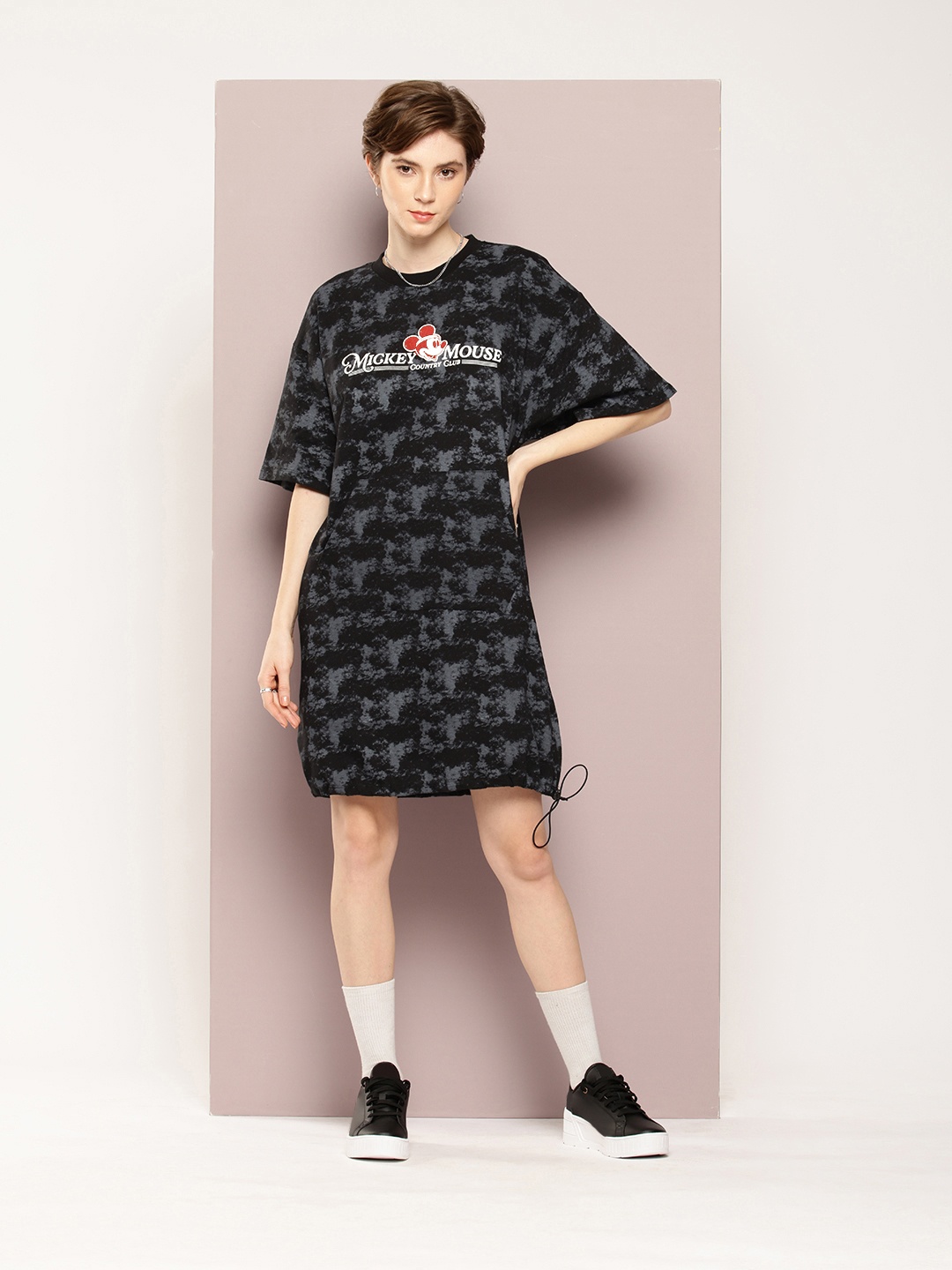 

Kook N Keech Pure Cotton Mickey Mouse Printed Dyed T-shirt Dress, Black