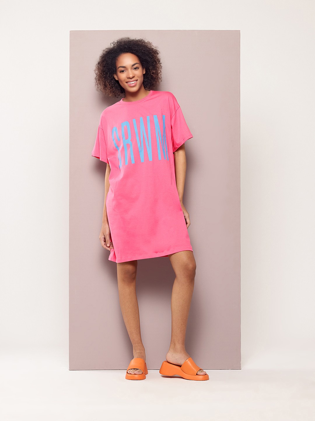 

Kook N Keech Printed Cotton T-shirt Dress, Pink