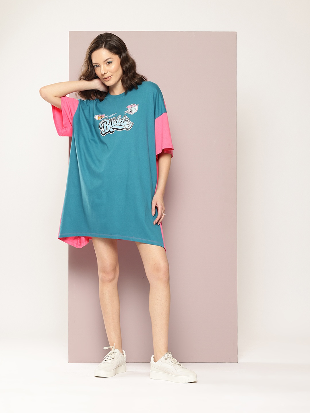 

Kook N Keech Tom & Jerry Print Pure Cotton T-shirt Dress, Blue