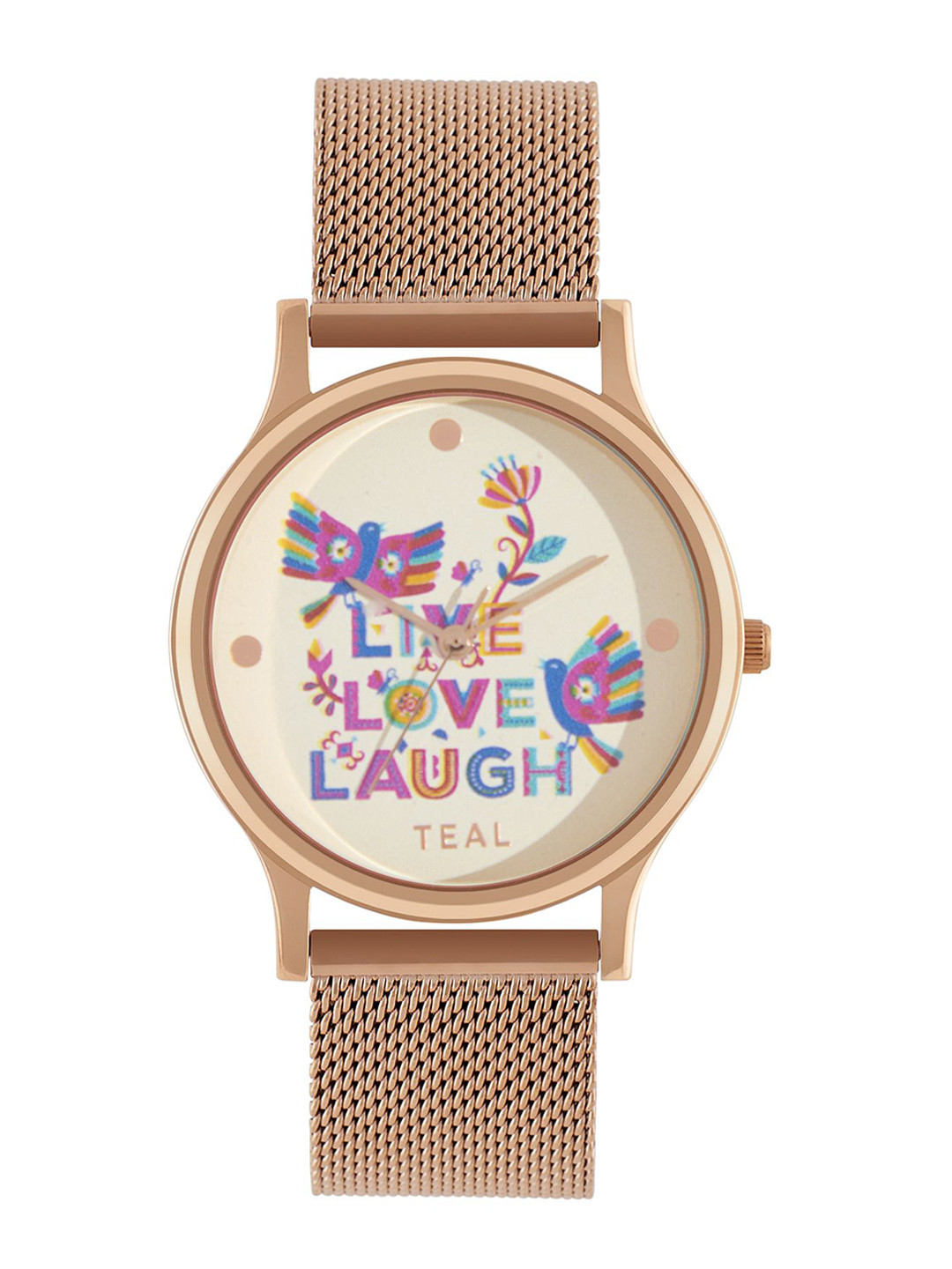 

TEAL BY CHUMBAK Women Textured Dial & Stainless Steel Straps Analogue Watch 8907605135248, Beige