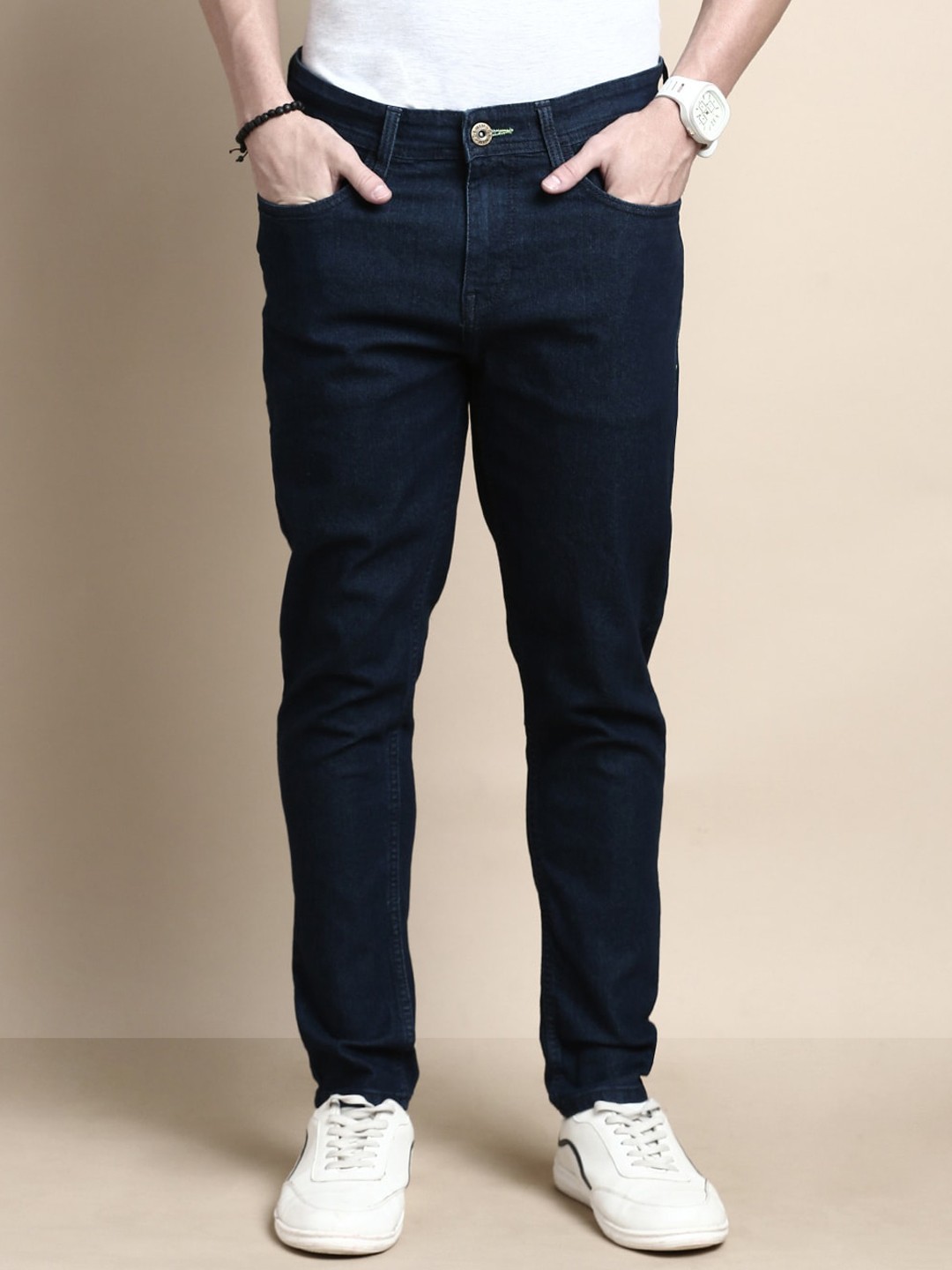 

Chennis Men Mid raise Cargo Tapered Fit Stretchable Jeans, Navy blue