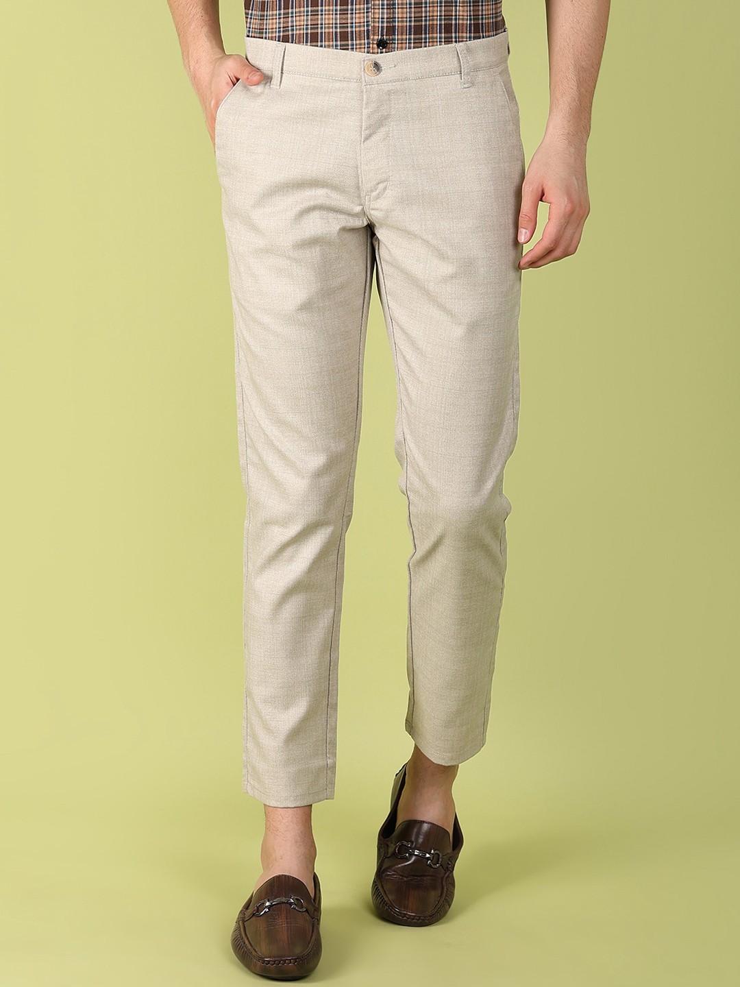 

V-Mart Men Mid-Rise Cotton Trousers, Beige