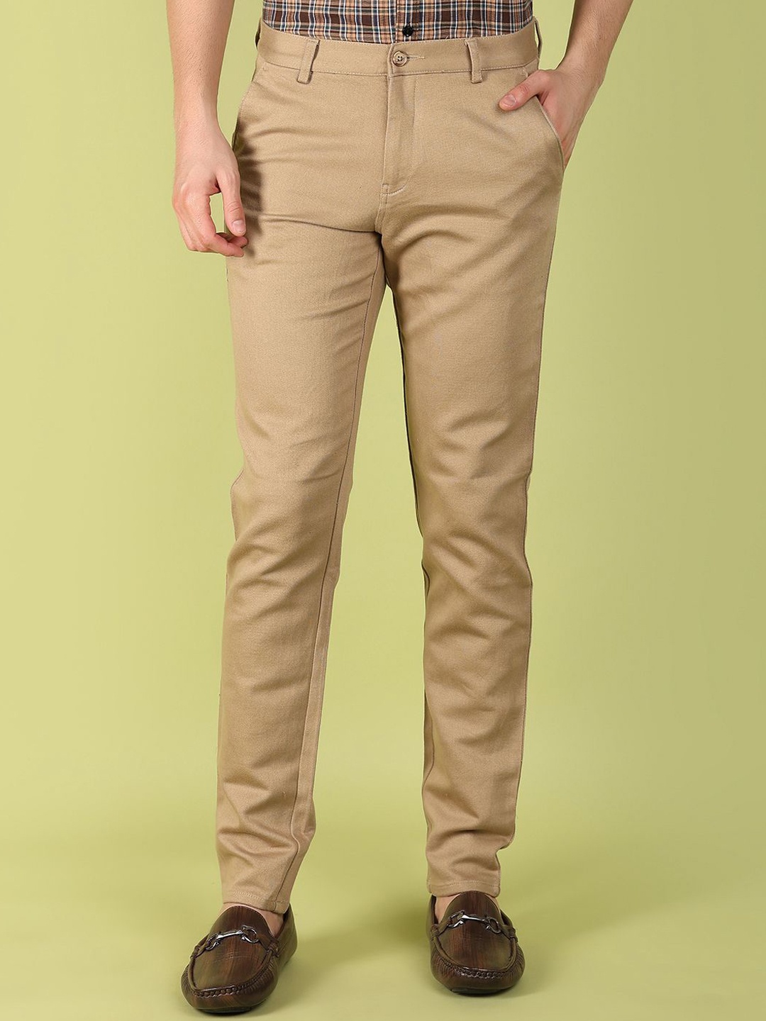 

V-Mart Men Slim Fit Cotton Chinos, Khaki