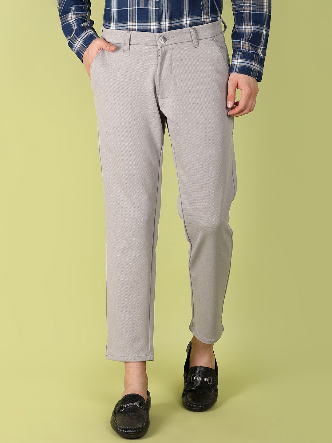 

V-Mart Men Textured Trousers, Grey