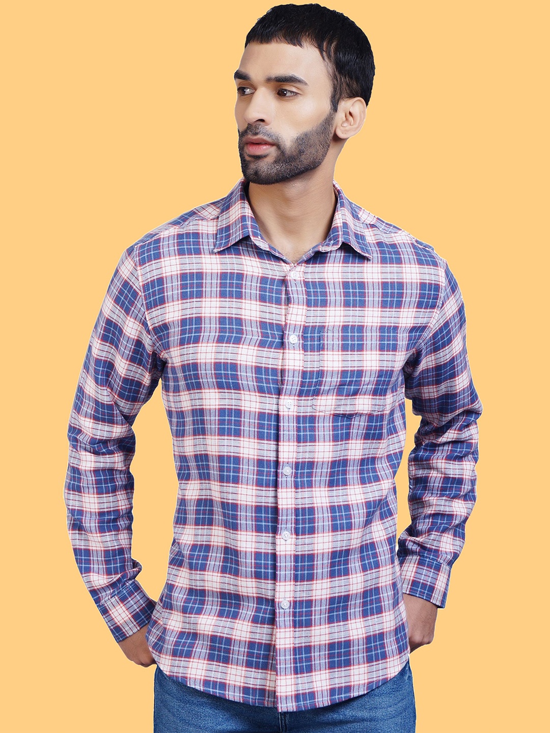 

Springberry Men Classic Tartan Checks Opaque Casual Shirt, Multi