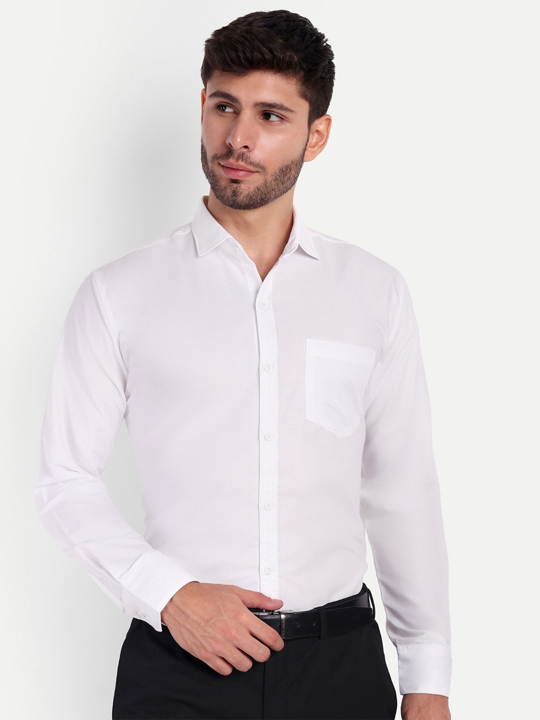 

Springberry Men Solid Classic Opaque Formal Shirt, White