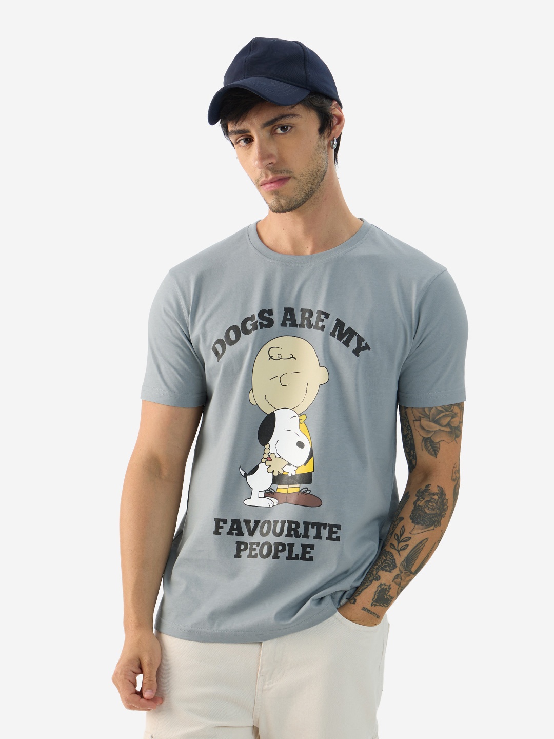 

The Souled Store Men Round Neck Printed T-shirt, Blue