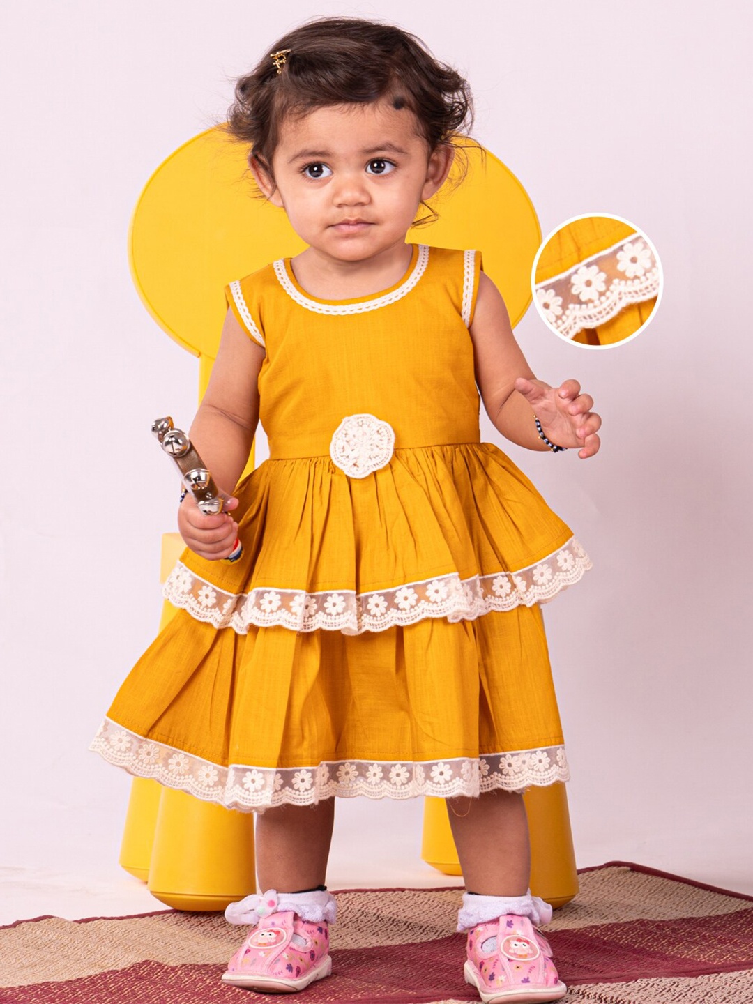 

VASTRAMAY Fit & Flare Midi Dress, Mustard
