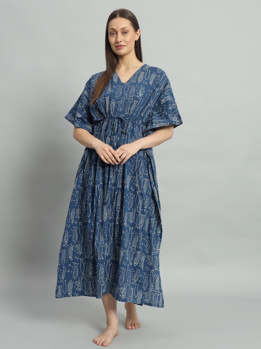 

HANDICRAFT PALACE Woman Printed Nightdress, Blue
