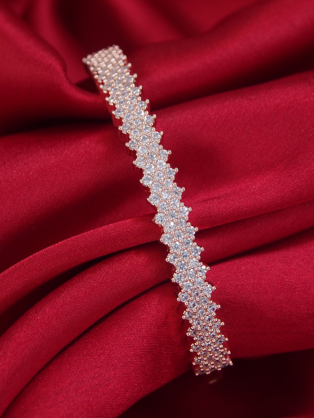 

I Jewels Women Rose Gold-Plated American Diamond Bangle-Style Bracelet