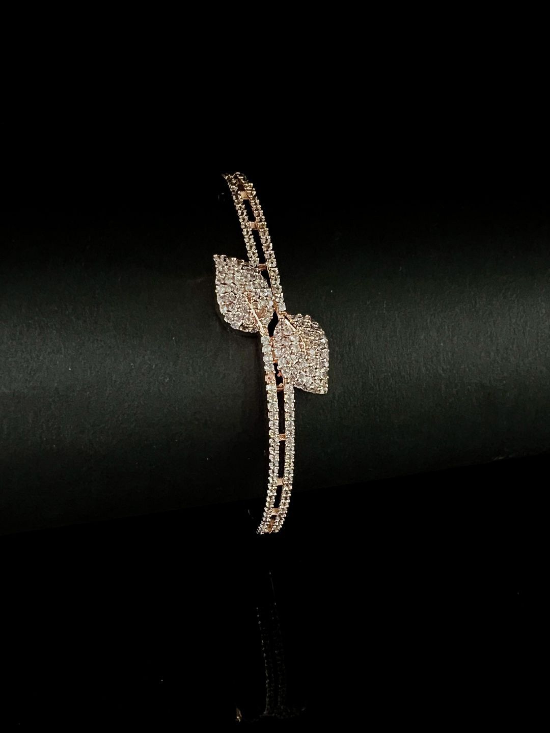 

I Jewels Women Rose Gold-Plated American Diamond Bangle-Style Bracelet