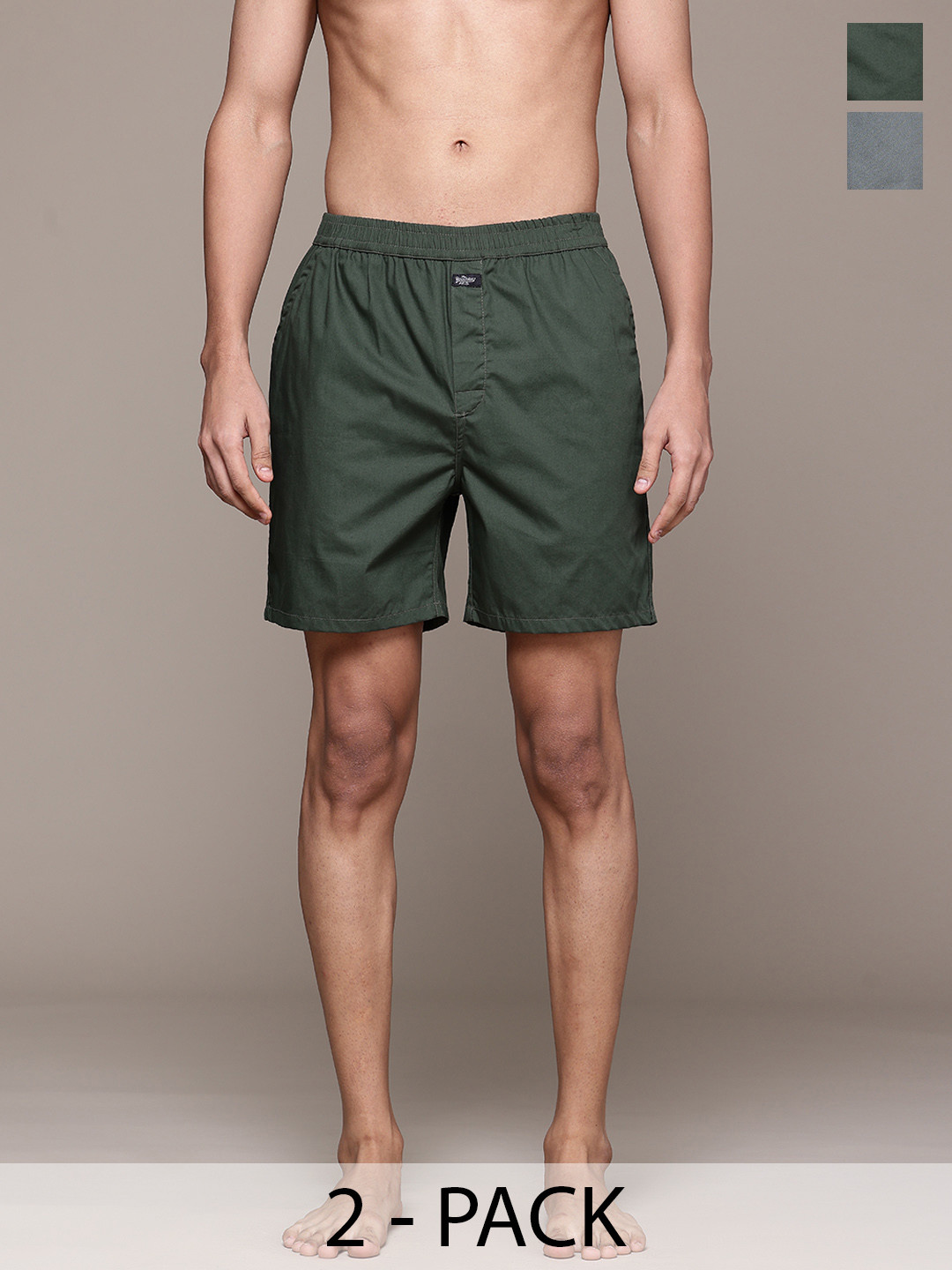

Roadster Printed Pack Of 2 Assorted Pure Cotton Boxers, Green