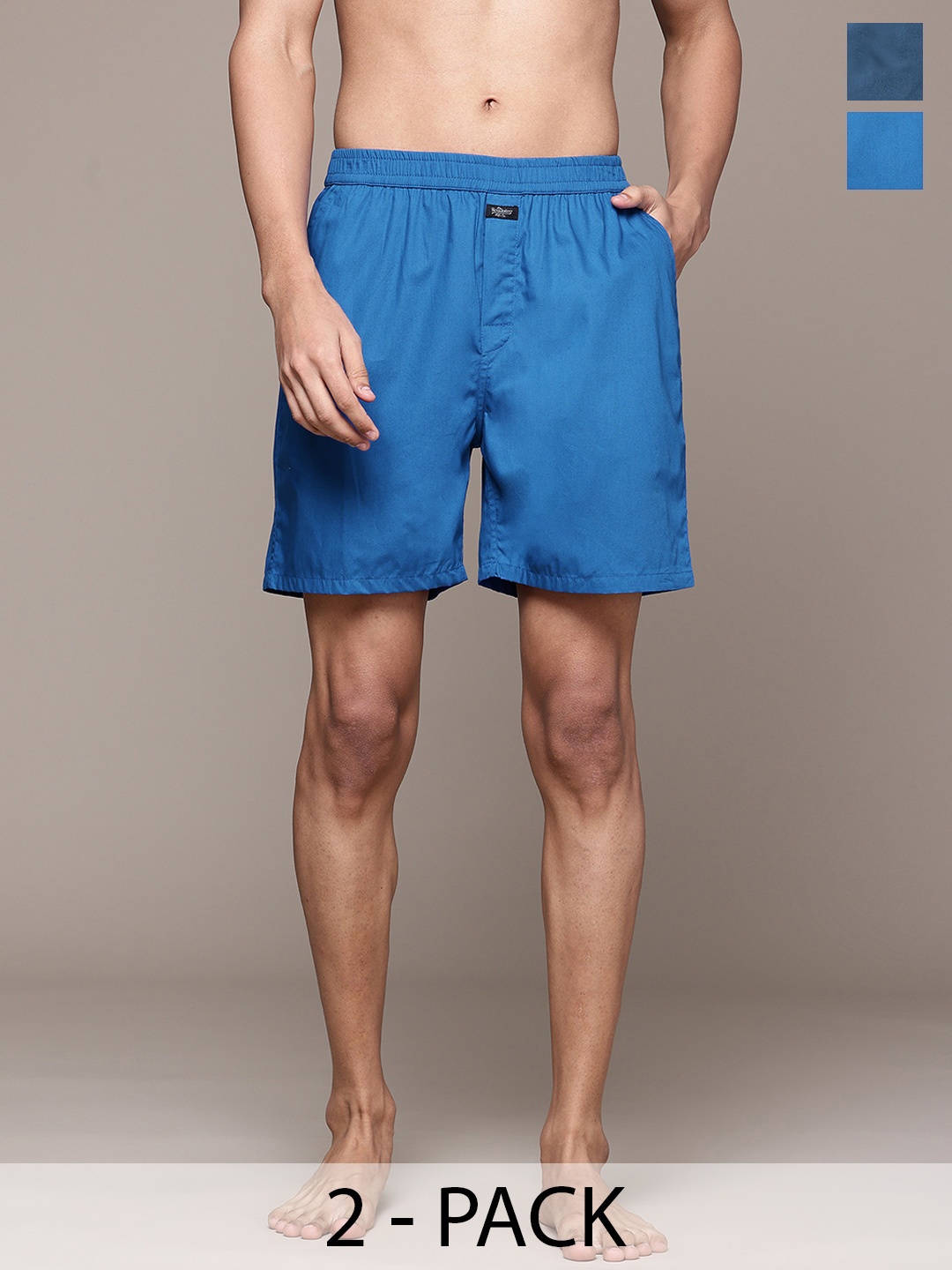 

Roadster Printed Pack Of 2 Assorted Pure Cotton Boxers, Blue