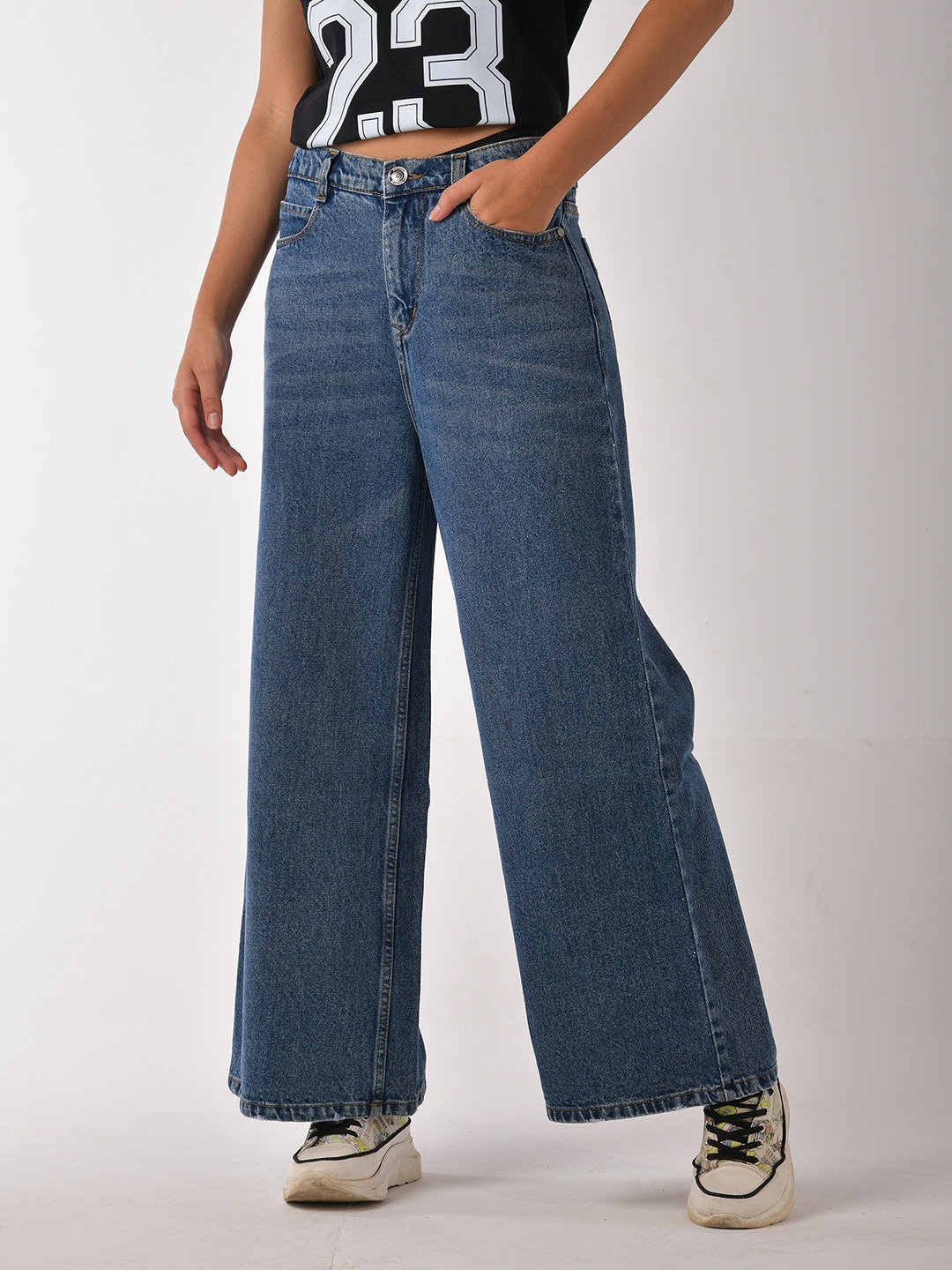 

IZF Women Oversized Baggy Jeans, Blue