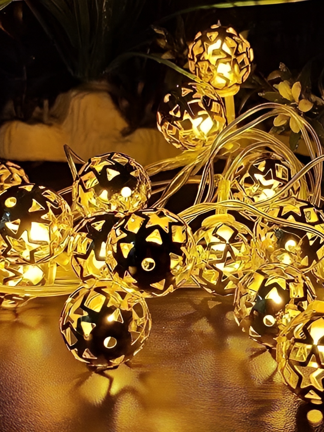 

SPARK WORLD Beige Ball Shaped String Lights, Gold