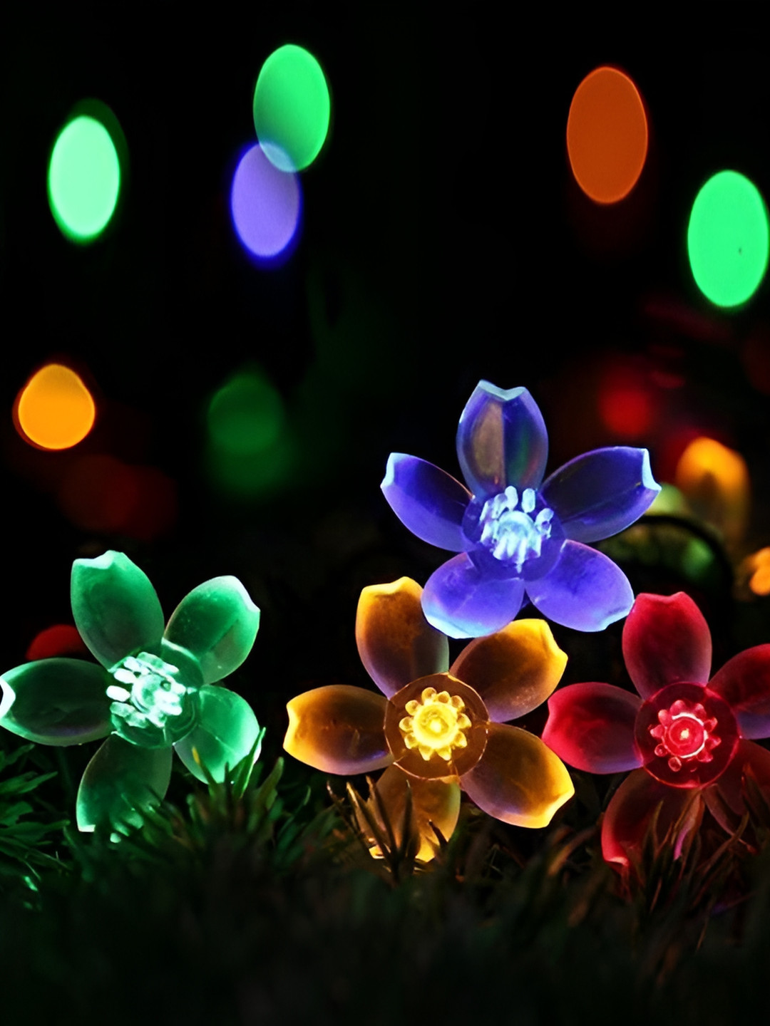 

SPARK WORLD Blue & Green Flower Shape String Lights