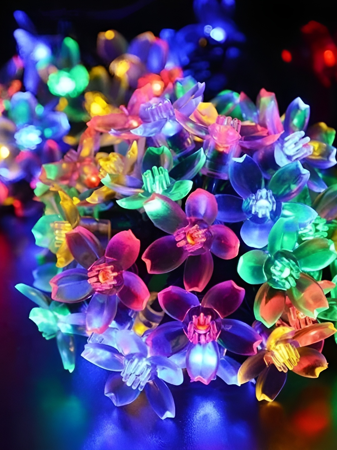 

SPARK WORLD Blue & Green Flower Shape String Lights