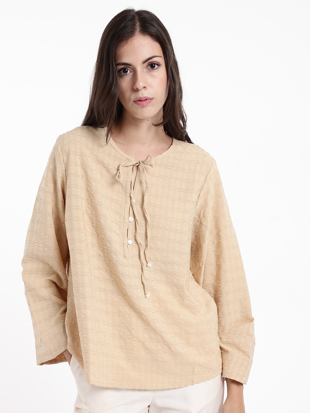 

RAREISM Cotton Styled Back Top, Beige