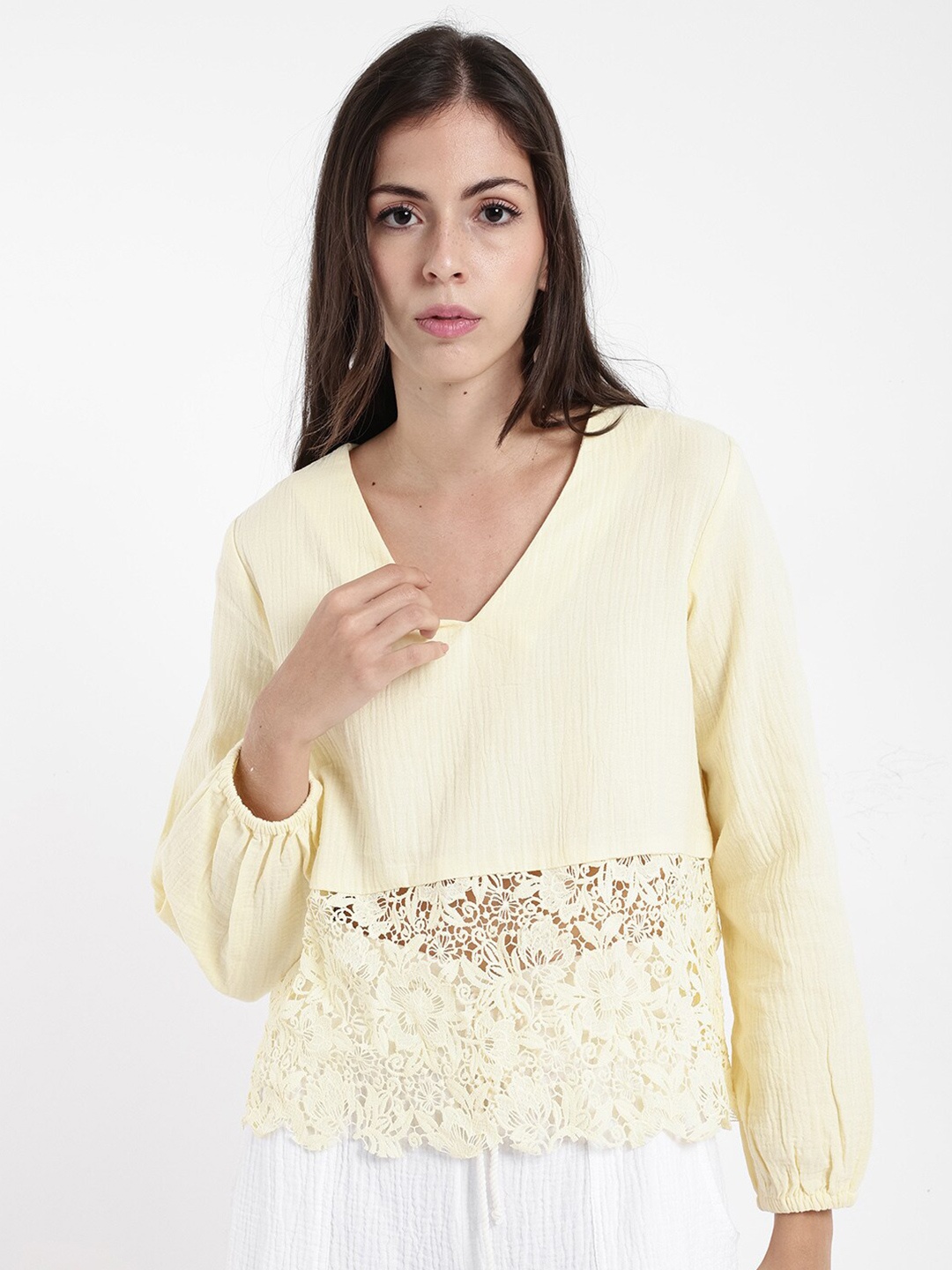 

RAREISM Cotton Styled Back Top, Yellow