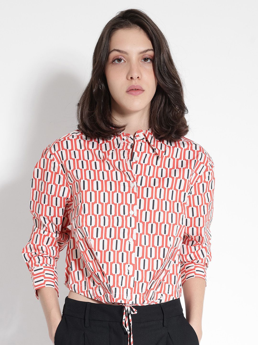 

RAREISM Striped Puff Sleeve Cotton Top, Multi