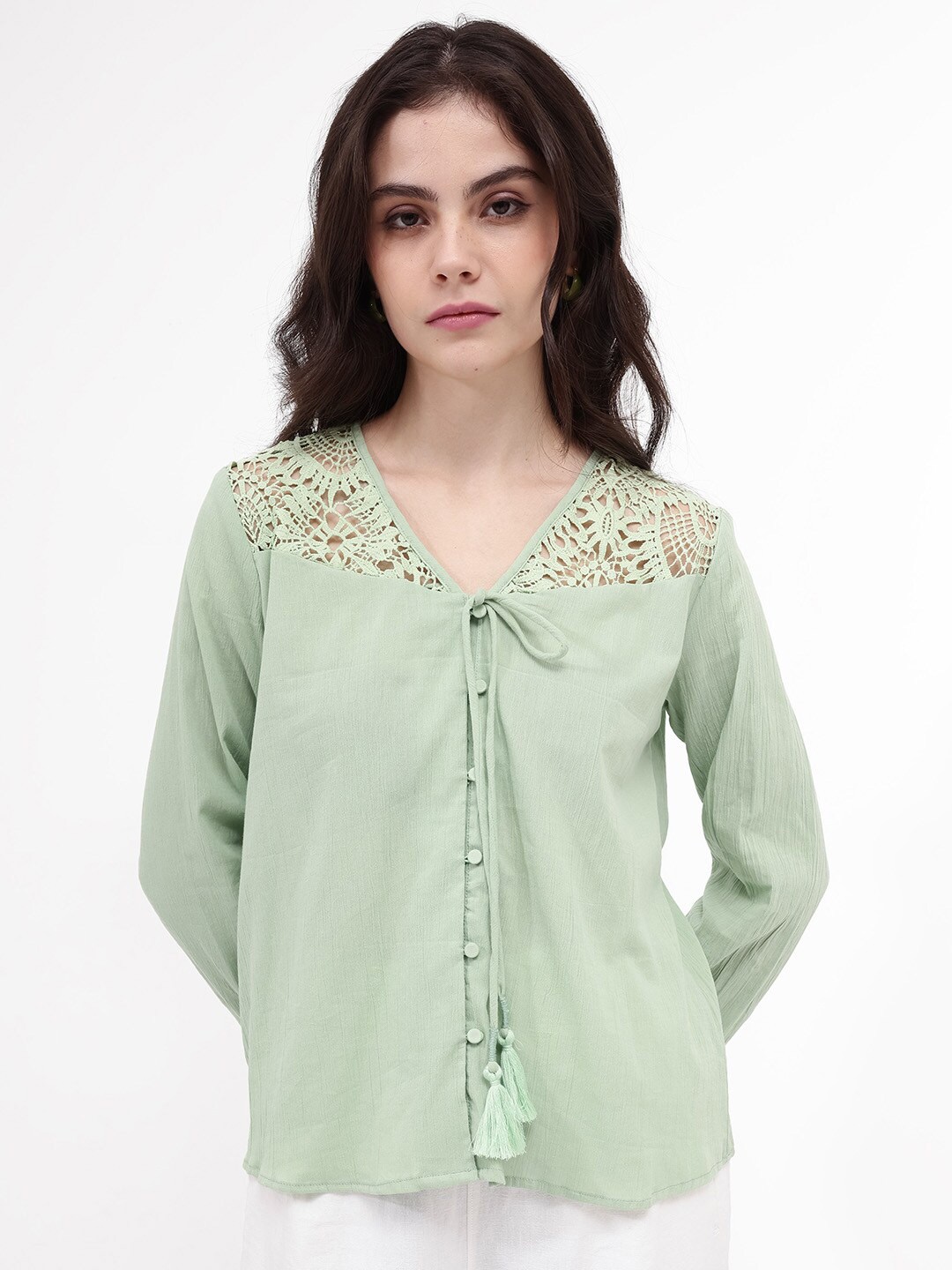 

RAREISM Cotton Styled Back Top, Green