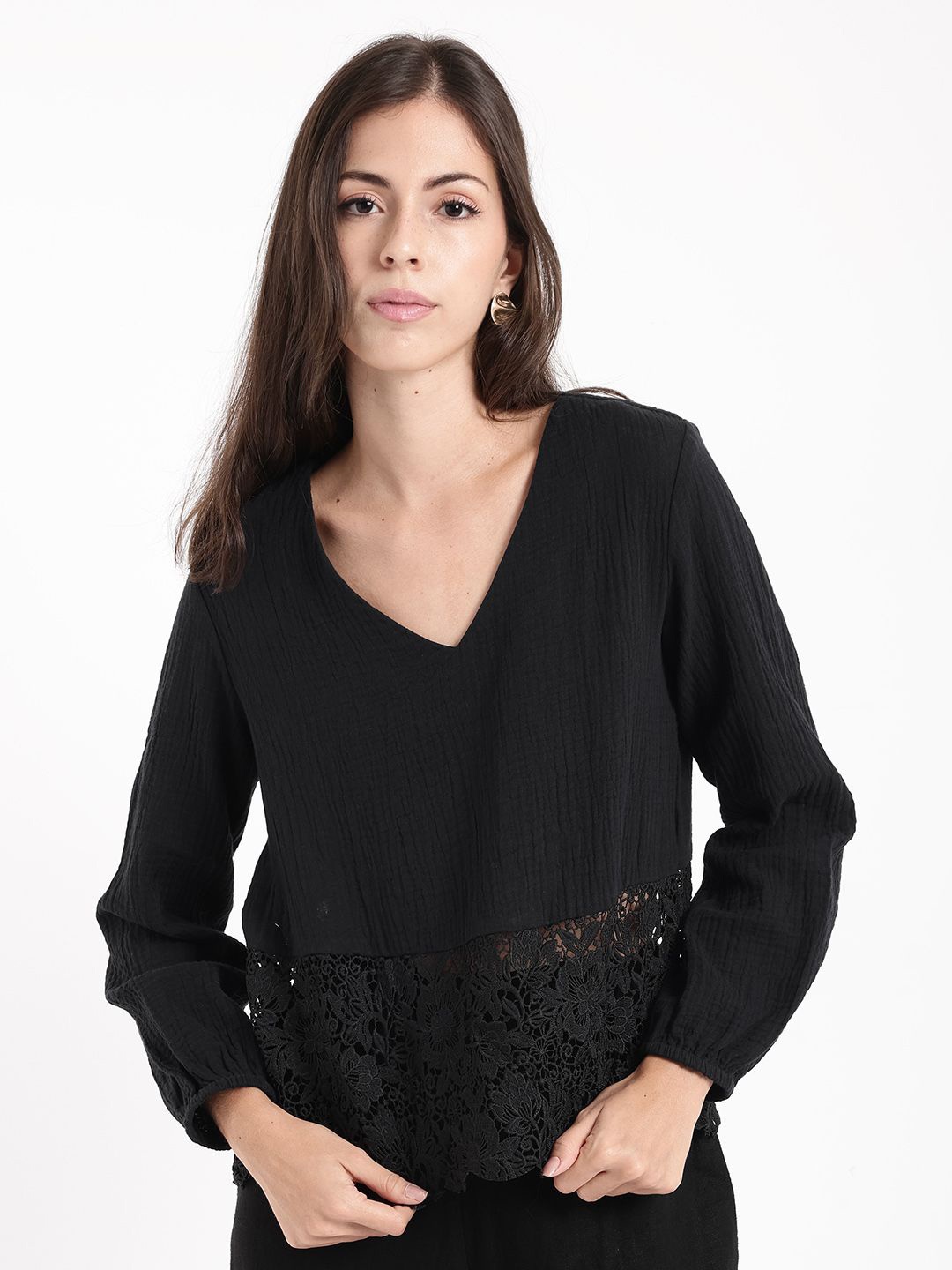 

RAREISM Cotton Styled Back Top, Black