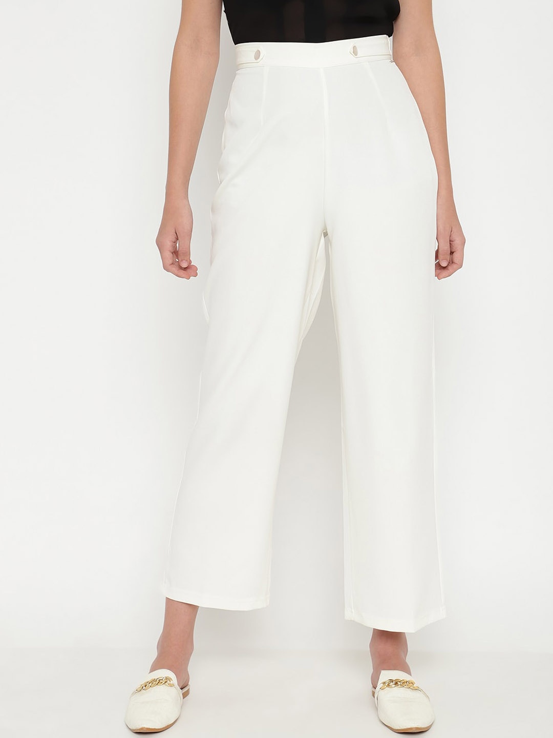 

Beatnik Women Smart Straight Fit High-Rise Trouser, Off white