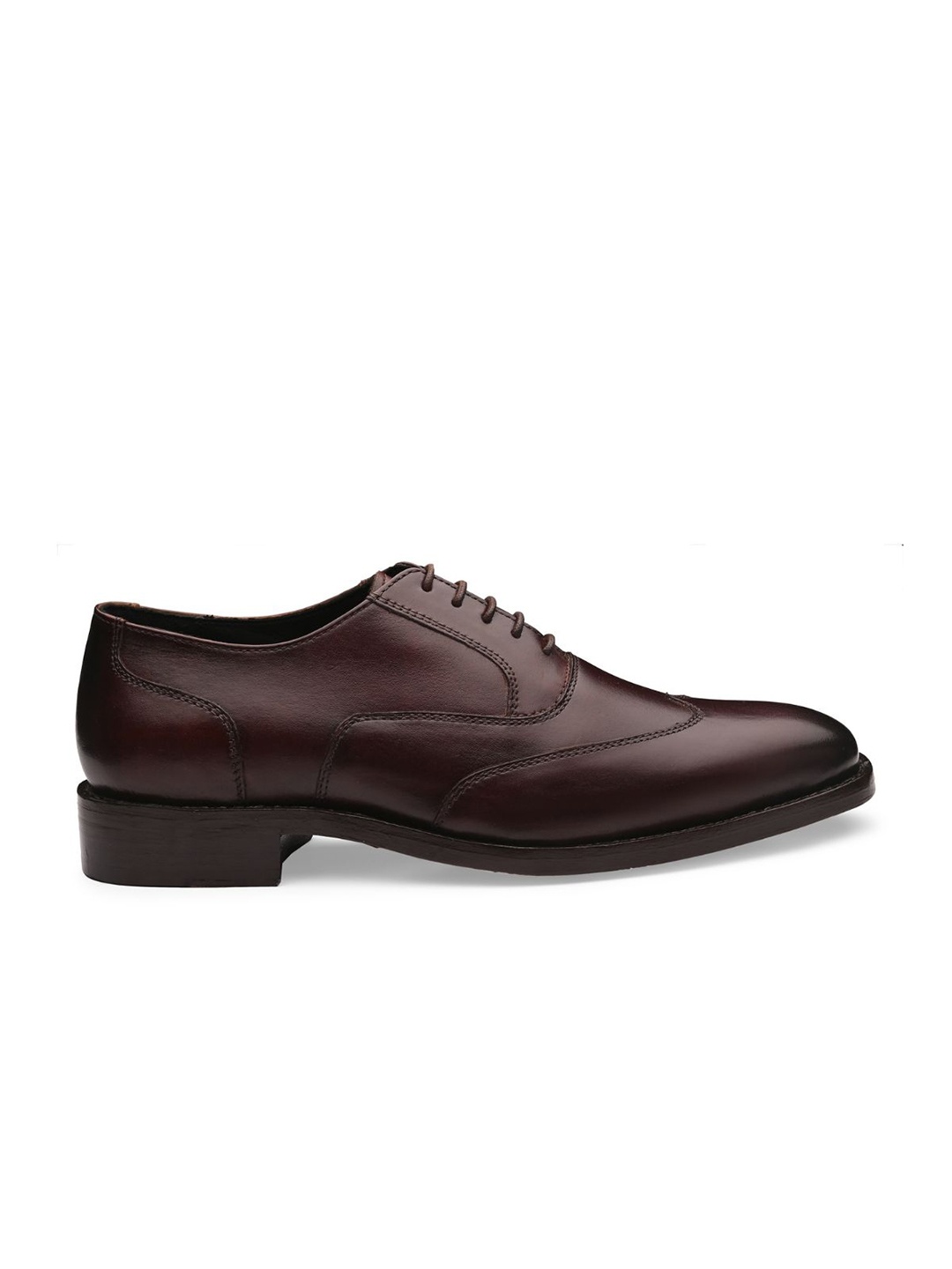 

LEGWORK Men Textured Round Toe Leather Formal Oxfords, Red