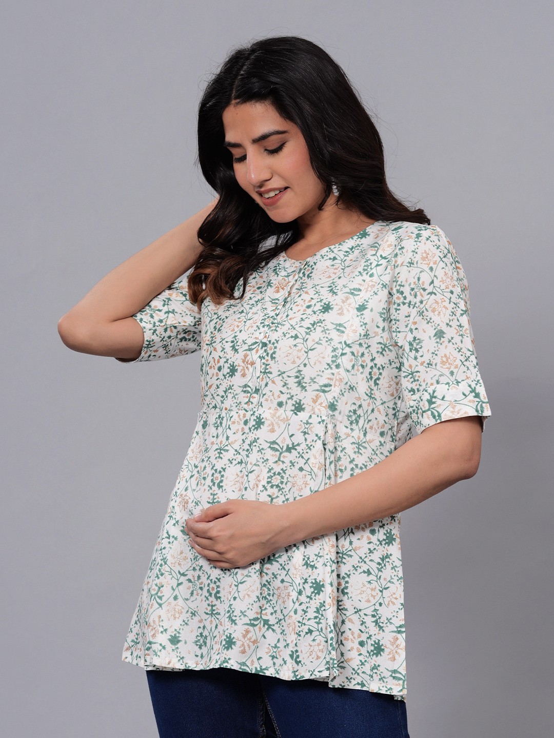 

SIDDHANAM Floral Print Top, Off white