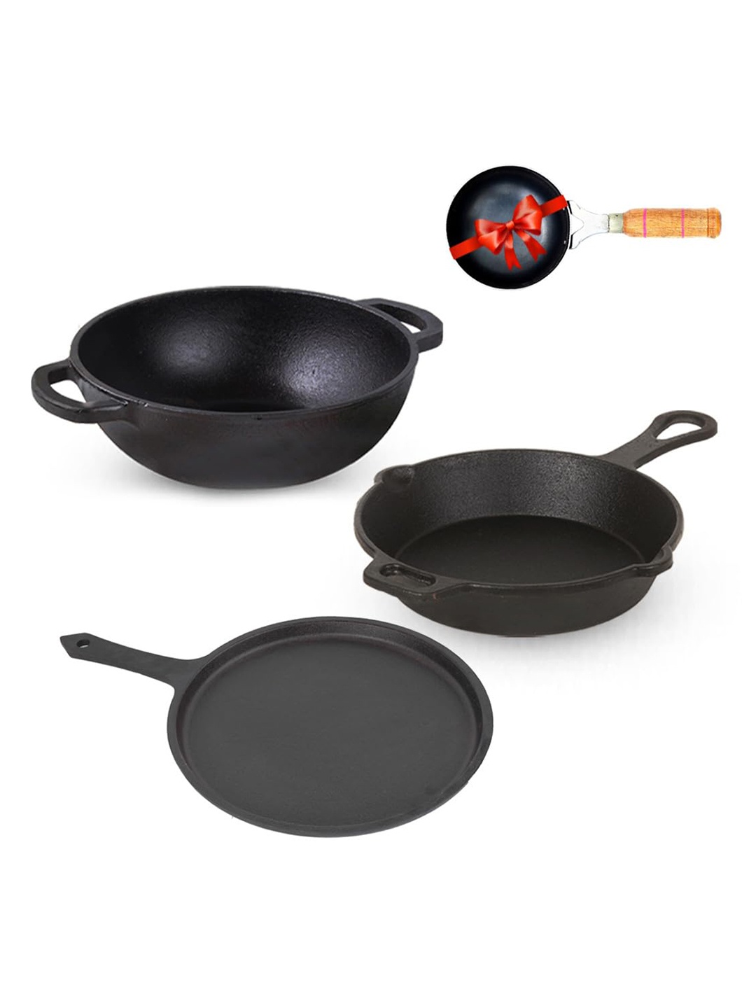 

The Indus Valley Pre-Seasoned Cast Iron Cookware Set, Black
