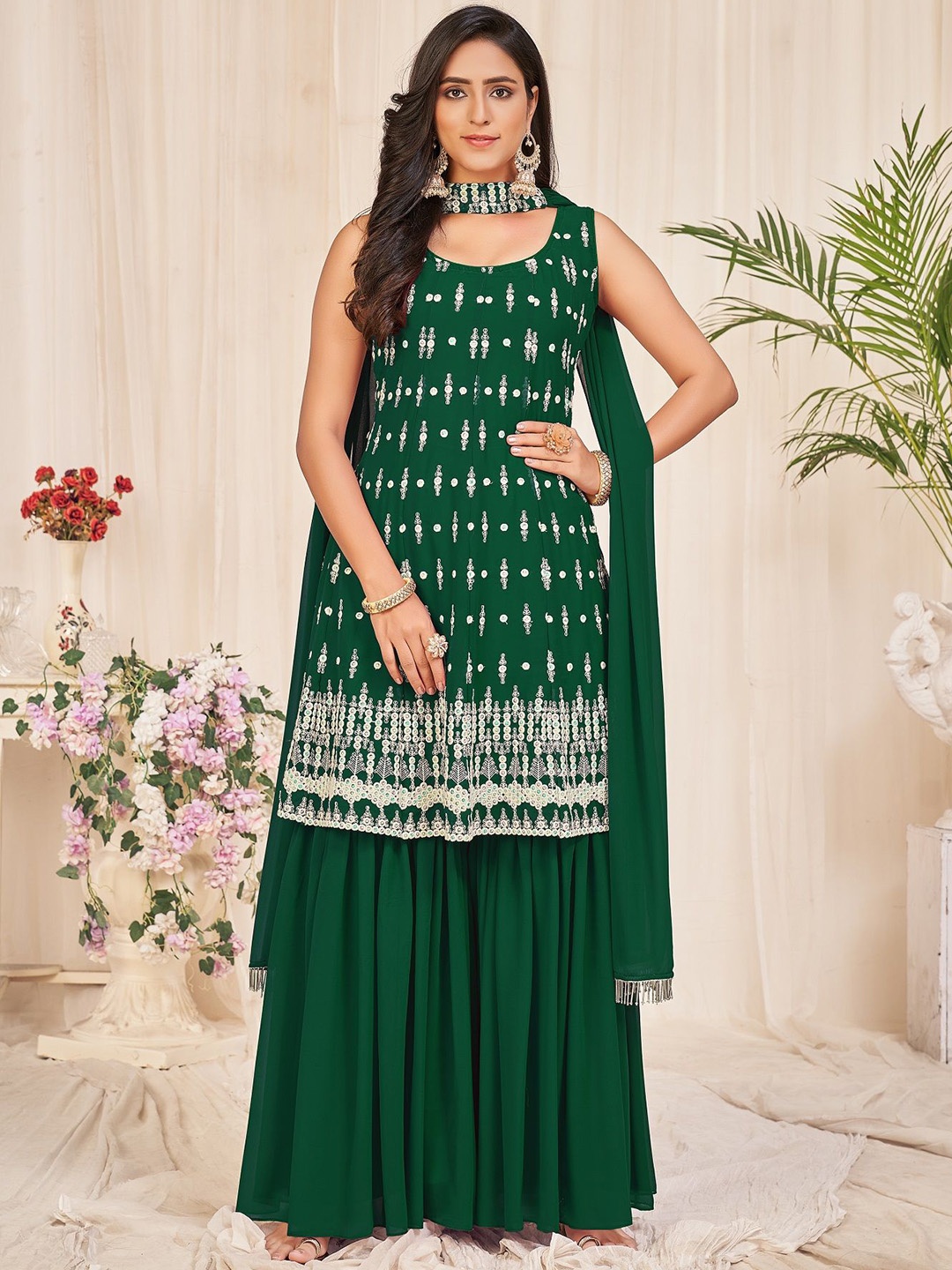 

Warthy Ent Embroidered Unstitched Dress Material, Green