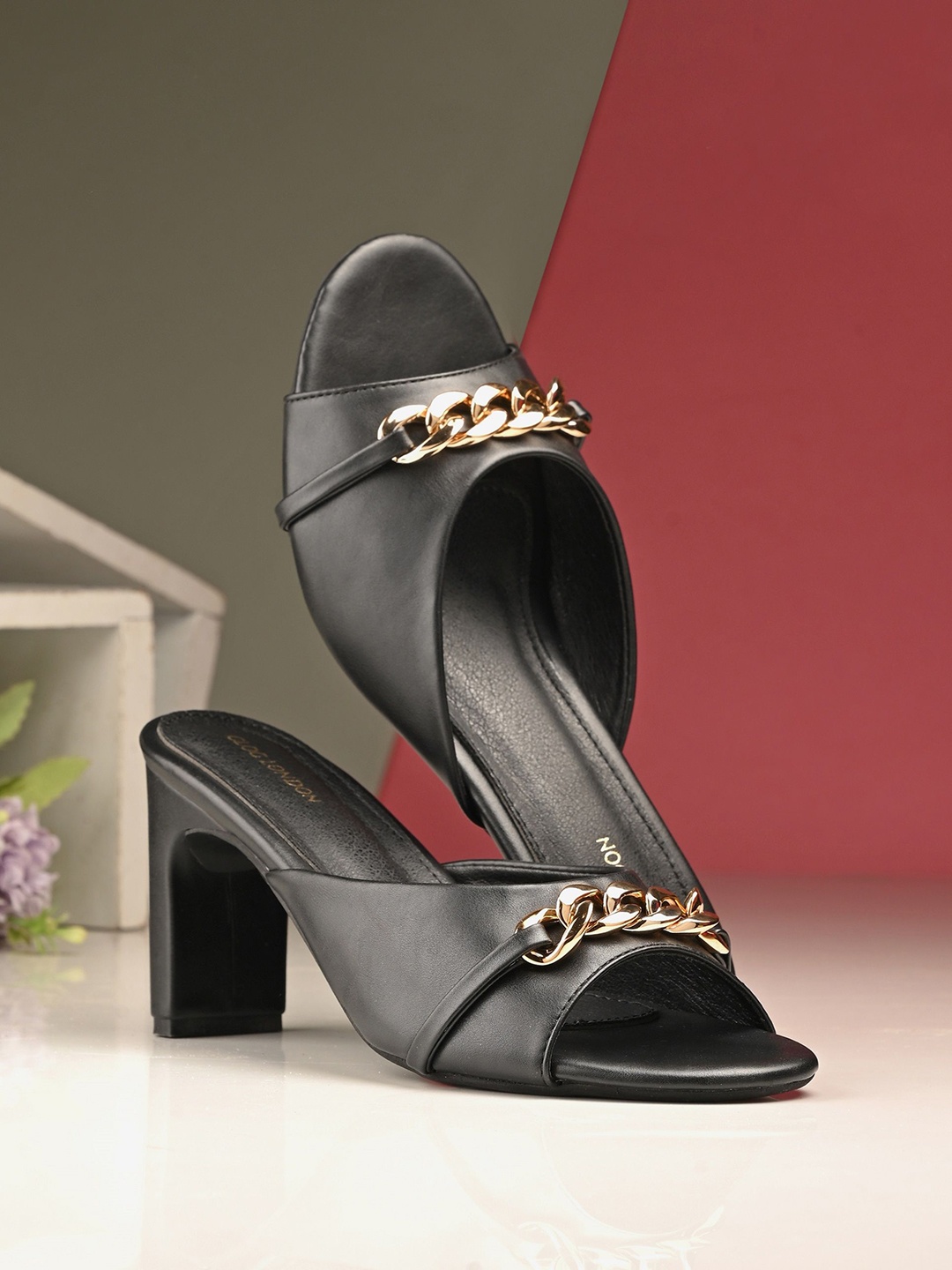 

CLOG LONDON Embellished Block Heels, Black