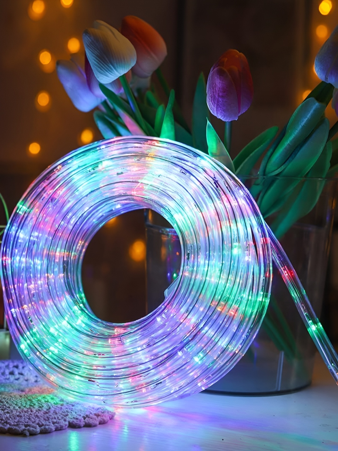 

SPARK WORLD Blue & green Rice Shape Rope String Lights