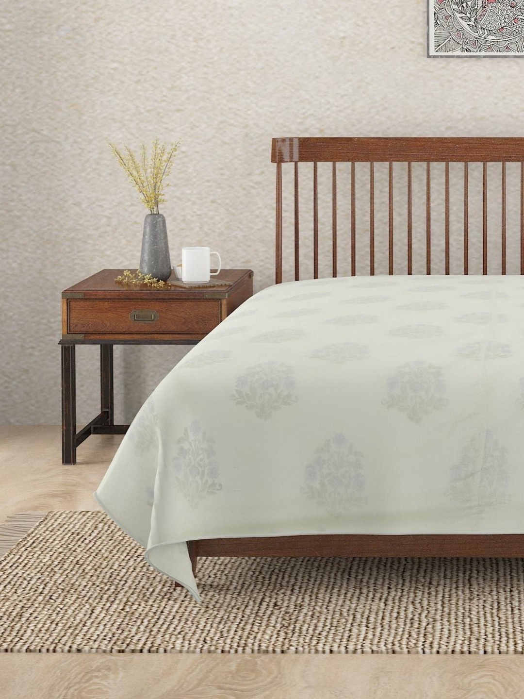 

Fabindia Green Floral Summer Cotton Double Bed Dohar
