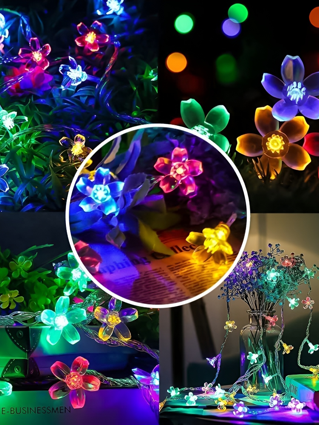 

SPARK WORLD Blue Flower-Shaped String Lights