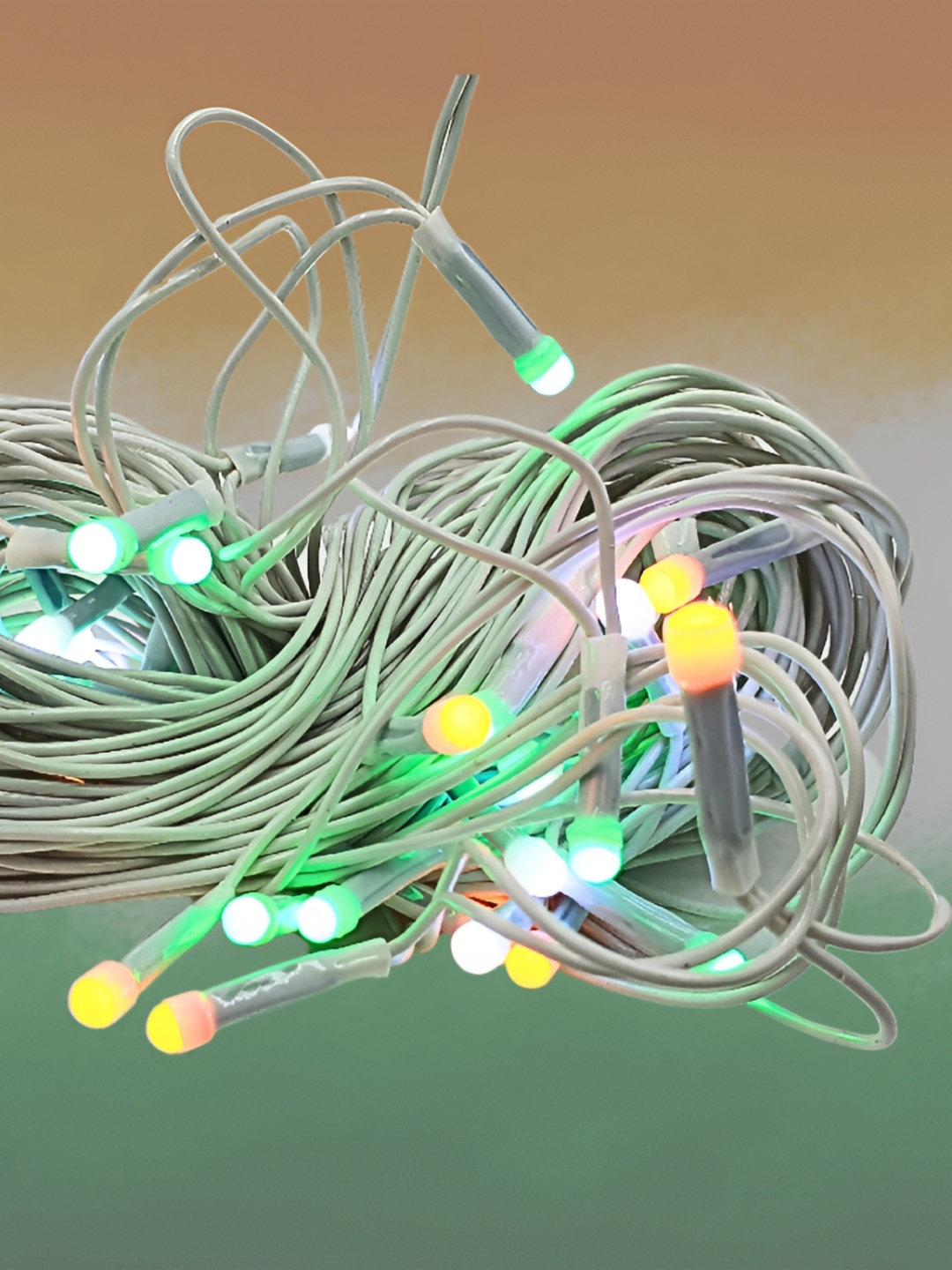 SPARK WORLD Yellow & Green Rice Shaped Bulb String Lights