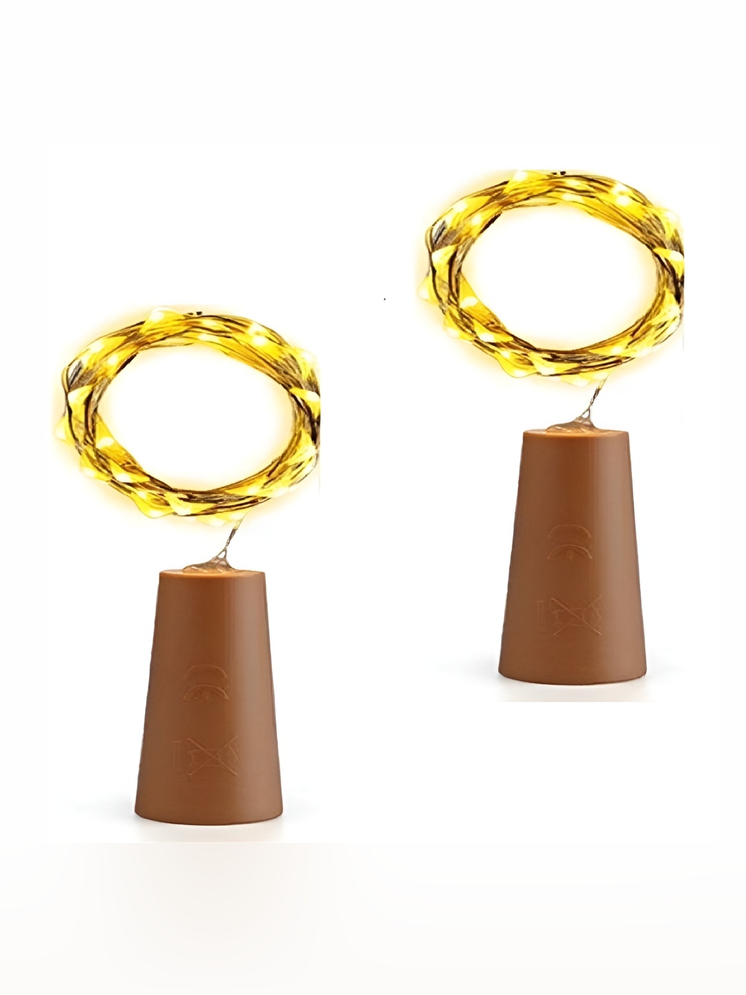

SPARK WORLD Yellow 2 Pcs Rice Shaped Cork Fairy String Lights