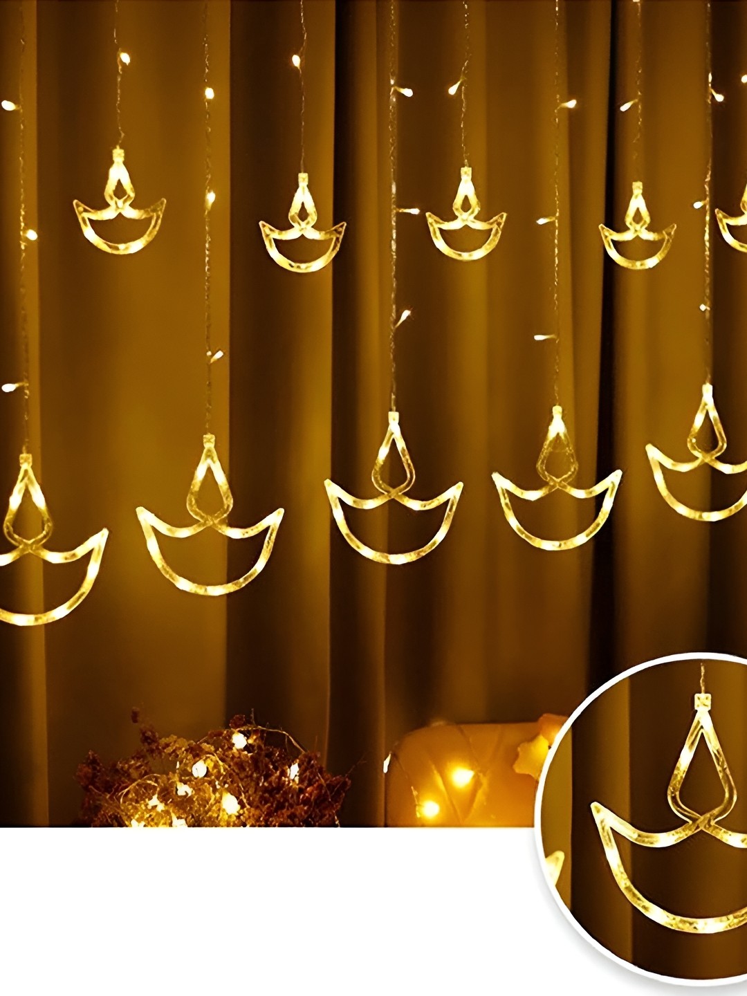 

SPARK WORLD Yellow Diya-Shaped String Lights