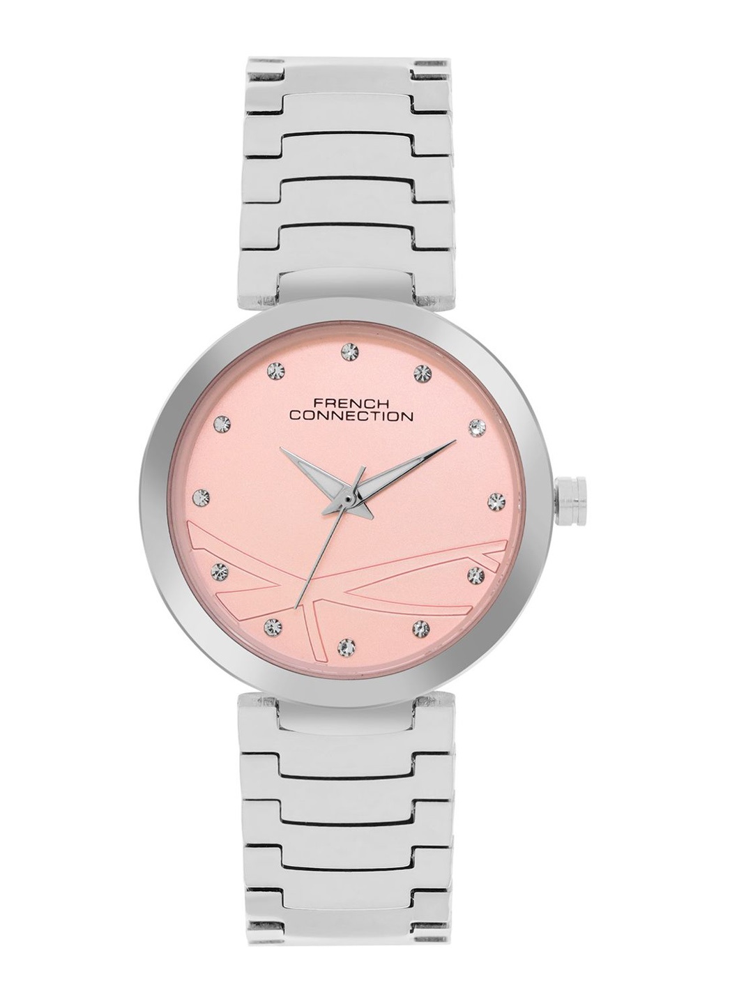 

French Connection Women Embellished Dial & Stainless Steel Straps Analogue Watch FCN063SM, Pink
