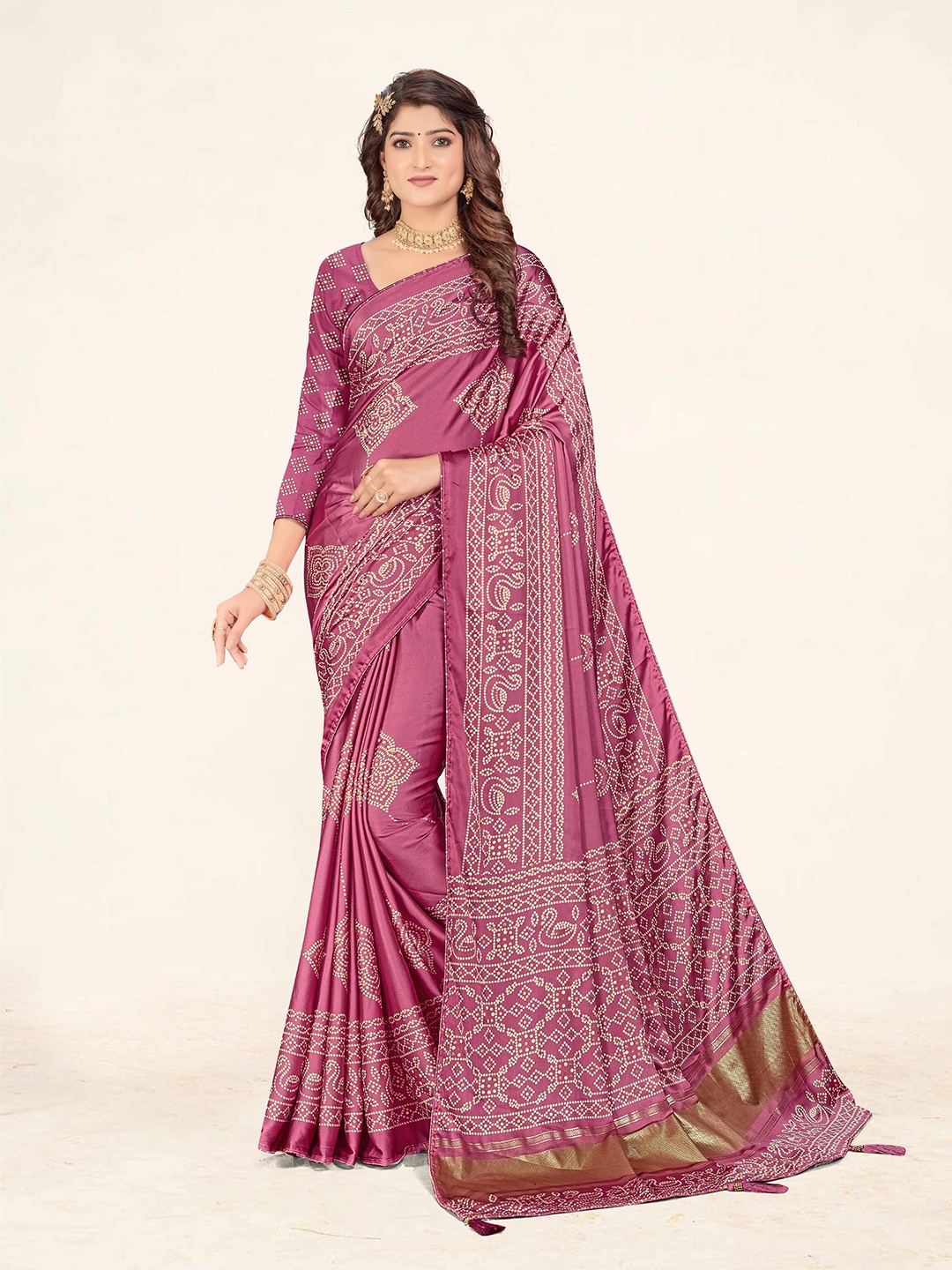 

TINA FASHION Bandhani Bandhani Saree, Pink