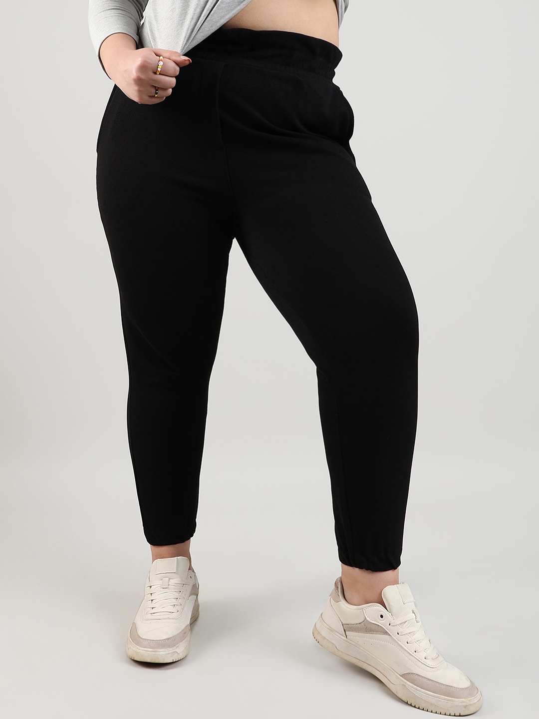 

Instafab Plus Women Cotton Joggers, Black