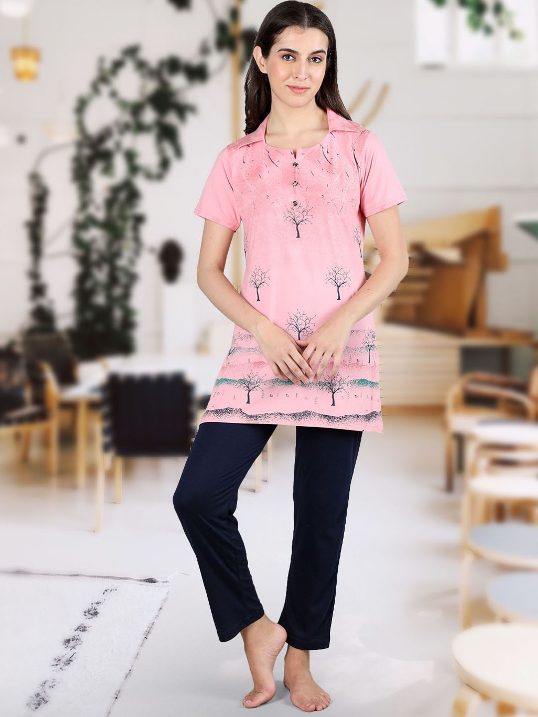

Duchess Women Printed Night suit, Pink