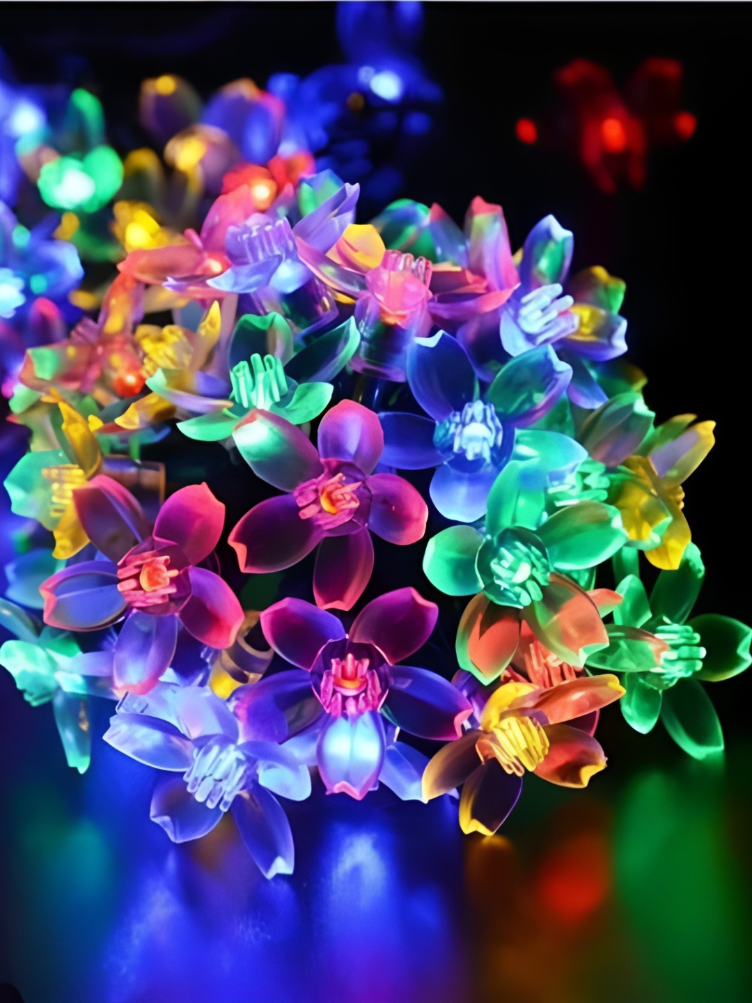 

SPARK WORLD Blue & Pink Flower-Shaped String Lights
