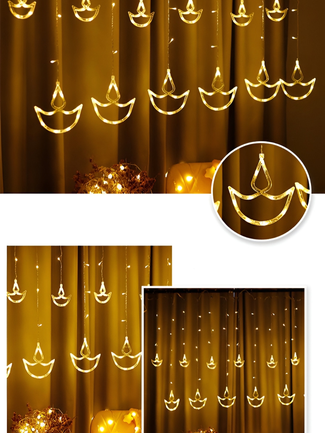 

SPARK WORLD Yellow Diya Shape String Lights