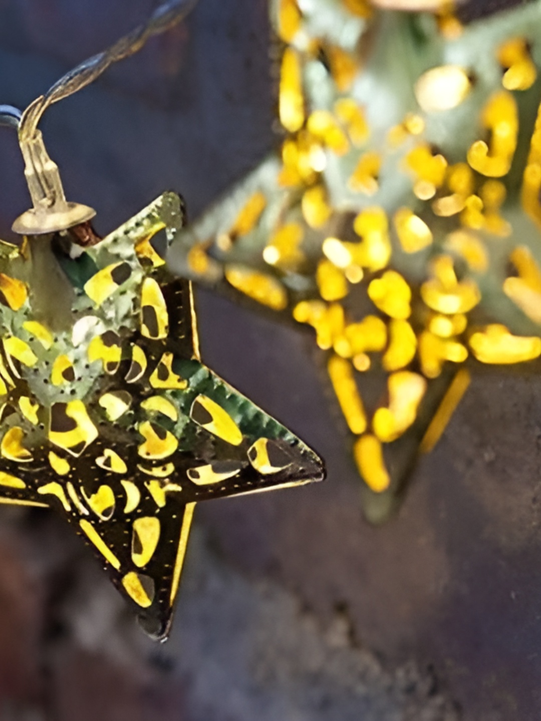 

SPARK WORLD Yellow Textured Star Shaped Bulb String Lights