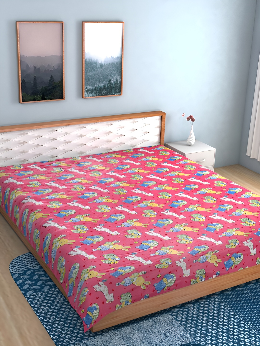 

Aura Green Printed Water Resistant Mattress Protector, Pink