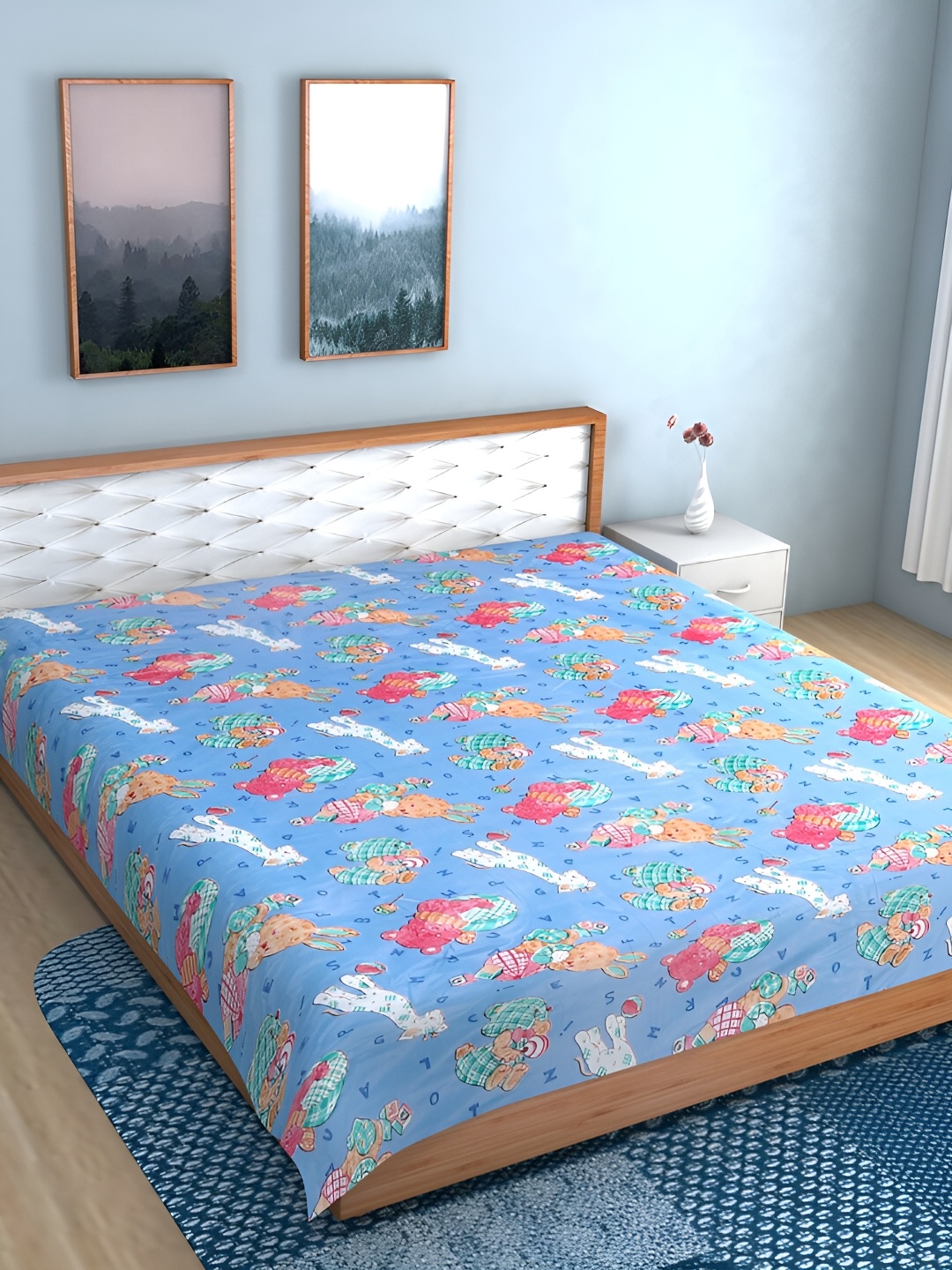 

Aura Blue Printed Water Resistant Mattress Protector